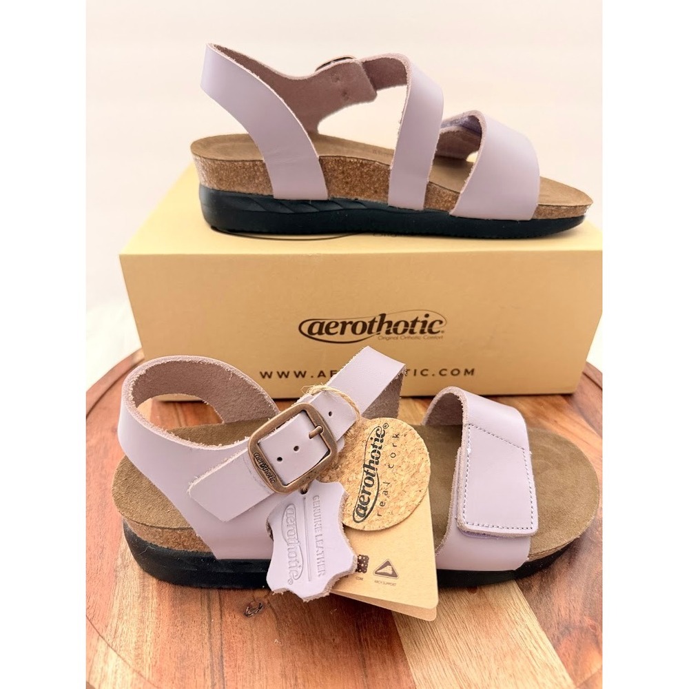 Aerothotic Light Purple Size 8-8.5Leather Orthotic Cork Sandals LC1422‎ NEW